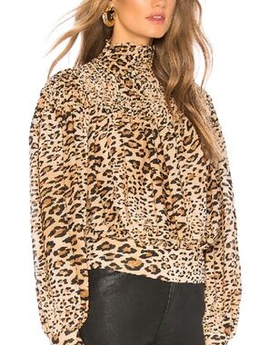 Frame Smocked Cheetah Blouse Size Small Animal‎ Print Feminine (E)